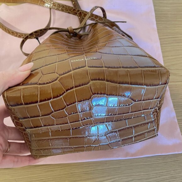 NWT - Mansur Gavriel Amaretti Croc Mini Bucket - Picture 5 of 7